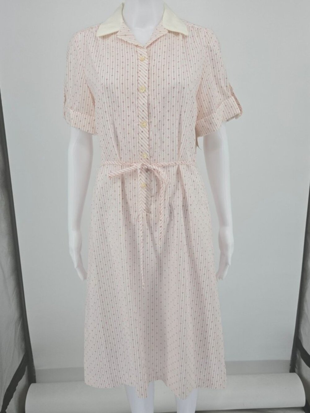 Vintage 1970s Breli Originals Contrast Collar Shirtwaist Day Dress (Size 12/L)